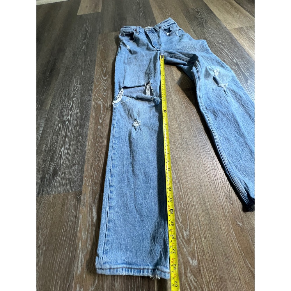 Abercrombie & Fitch 90s Straight Ultra High Rise Jeans Womens 26 2R Blue Rip - Picture 5 of 8